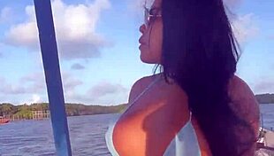 Brazilian Latina Wife in Bikini on Boat Ride with Amateur POV
