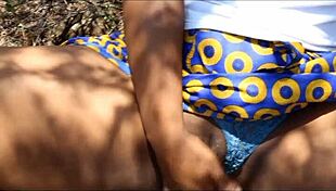 An ebony beauty indulges in a suggestive solo session on her date night