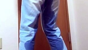 Girl Can't Hold It! Peeing Jeans While Bro Uses Bathroom