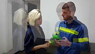 Naughty electrician pleasures the married woman with oral after completing the service.