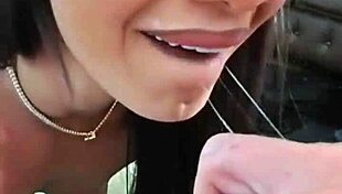 teen brunette latina loves rimjob - pov natural tits bounce sloppy blowjob and cum in mouth