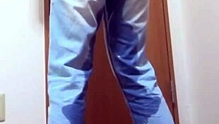 Girl Can't Hold It! Peeing Jeans While Bro Uses Bathroom