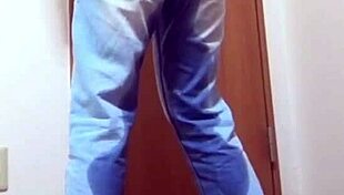 Girl Can't Hold It! Peeing Jeans While Bro Uses Bathroom