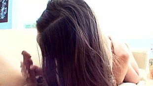 Tatted asian with big tits takes a big white dick in her shaved pussy.