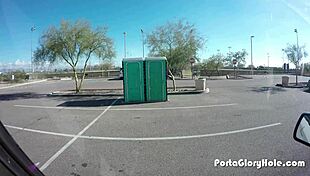 Porta gloryhole chubby slut in public gh