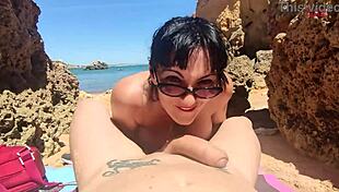 oceanic blowjob on beach with deepthroat and cum 😍