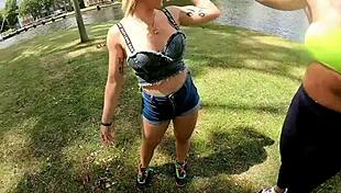 Hot lesbian personal trainer rims and squirts during intense bdsm session with muscular milf.