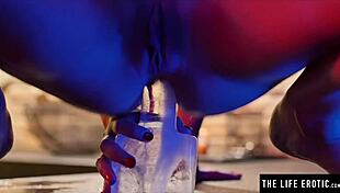 Blonde teen showers in pee then masturbates