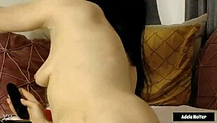 little titty brunette adele holter caresses her creamy milf cunt and clit 😍