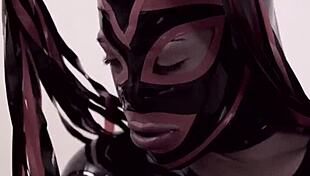 Ebony shemale in latex with monster cock fetish
