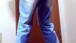 Girl Can't Hold It! Peeing Jeans While Bro Uses Bathroom