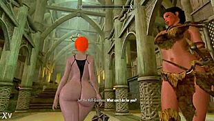 big booty red head in skyrim with huge tits