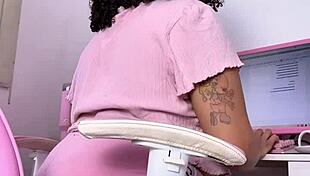 Curvy girl working, eating, and farting softly