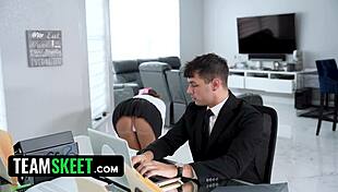 she wants to change her life so she lets her boss give her a creampie