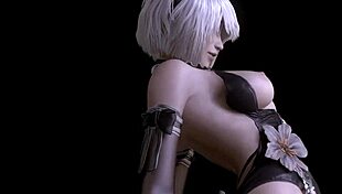 eve yorha 2b cosplay rides big cock 😍