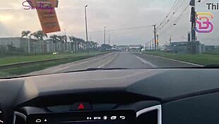 Wife Flashes Huge Cock in Car