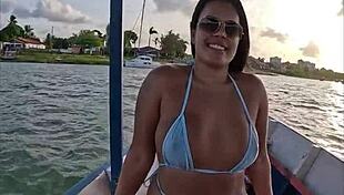 Brazilian Latina Wife in Bikini on Boat Ride with Amateur POV