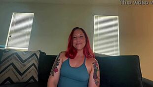 Scarlett Peach relaxes on the casting couch with a friend for some fun