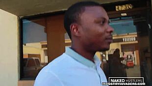 Curly haired latina college girl sucks big black cock in public park