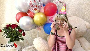 She receives a massive cock wrapped in a birthday bow for her special day