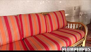 plump milf bartender fucks muscle stud on patio