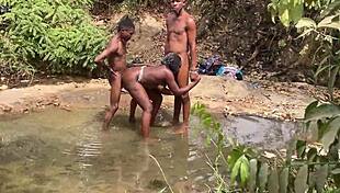 Curvy Brown Skinned Ebony At The Stream