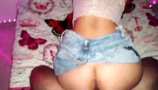 Amateur teen cowgirl in reverse receives creampie in tight pussy