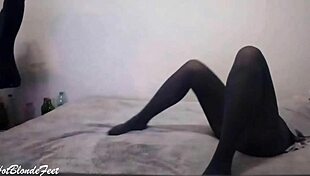 I Love Her Legs - Miley Grey In Fetish Nylon Leggings And Sexy Feet Play