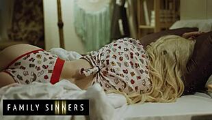 Hot blondie overcomes sadness by fucking her stepbrother after boyfriend leaves