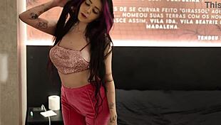 Big titty goth girl in pov missionary creampie, contrasting innocence and wildness