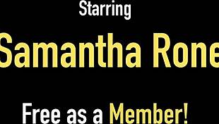 i ride my dildo solo blonde cowgirl samantha rone in the bedroom with wet pussy orgasm