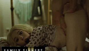 Hot blondie overcomes sadness by fucking her stepbrother after boyfriend leaves