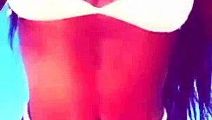 Enjoying hot vacations while showcasing big boobs and sexy body