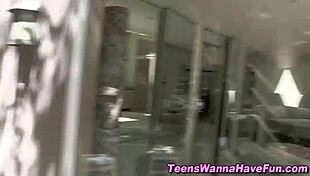 Real lesbians toy their pussies at the party