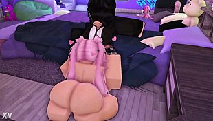 Futanari Mounts and Throatfucks Horny Slut