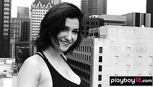 redhead all natural teen skye blue strips and knocks you off your feet