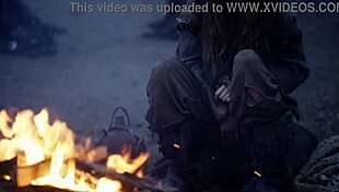 Fantasy Baremaidens Masturbate Outdoors in Cosplay Costumes at the Campfire