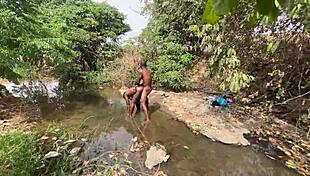 Curvy Brown Skinned Ebony At The Stream