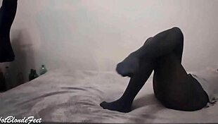 I Love Her Legs - Miley Grey In Fetish Nylon Leggings And Sexy Feet Play