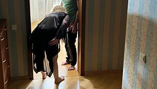 i blocked the room so stepson couldn't pass and got dick in ass and mouth