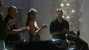 In golden high heels milf licked and fucked monster cock