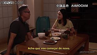 Yuka Mizuno as sweaty maid seduces with nipples in subtitled show.