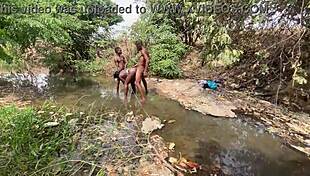 Curvy Brown Skinned Ebony At The Stream