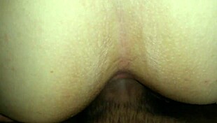 Hey, filling my whore's ass with cum in this anal session, what a hot load she takes