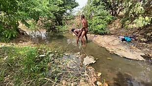 Curvy Brown Skinned Ebony At The Stream