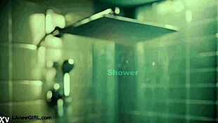 amazing brunette model took a shower