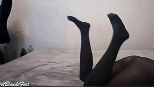 I Love Her Legs - Miley Grey In Fetish Nylon Leggings And Sexy Feet Play