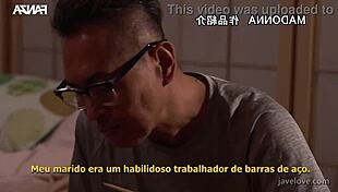 Yuka Mizuno as sweaty maid seduces with nipples in subtitled show.