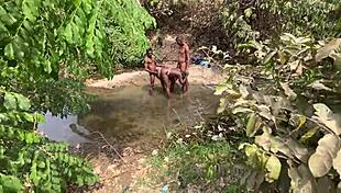 Curvy Brown Skinned Ebony At The Stream