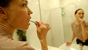 kristina starts her morning in the shower and bedroom